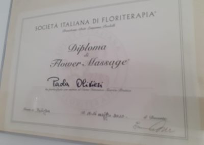 diploma di flower massage Paola Olivieri L'Altro Benessere salute
